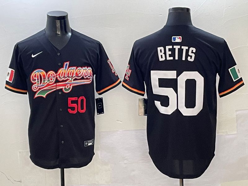 Men Los Angeles Dodgers #50 Betts Black rainbow Nike 2025 MLB Jersey style 2->los angeles dodgers->MLB Jersey